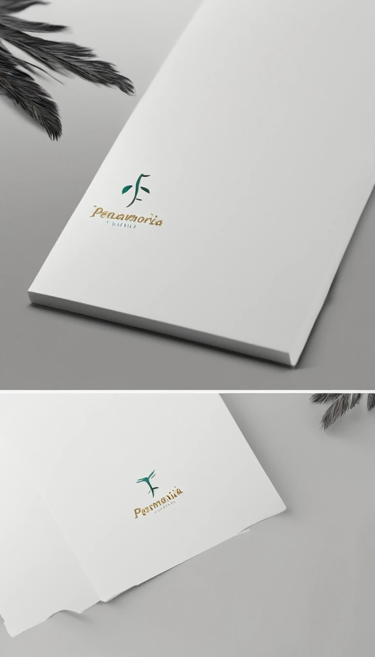 A minimal, modern, simple, cinematic logo design for the brand “Penamemoria". Create a modern, minimalistic, high-quality, logo of a feather that convey a sense of memories and dreams