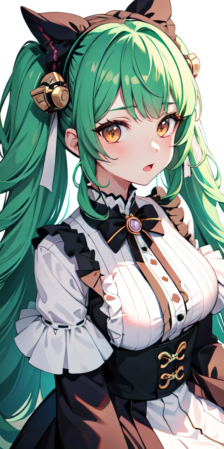 1girl, lolita, long hair, hair has mint colour, Misuri Kanroji's clothes, cute face, Kimetsu no Yaiba 