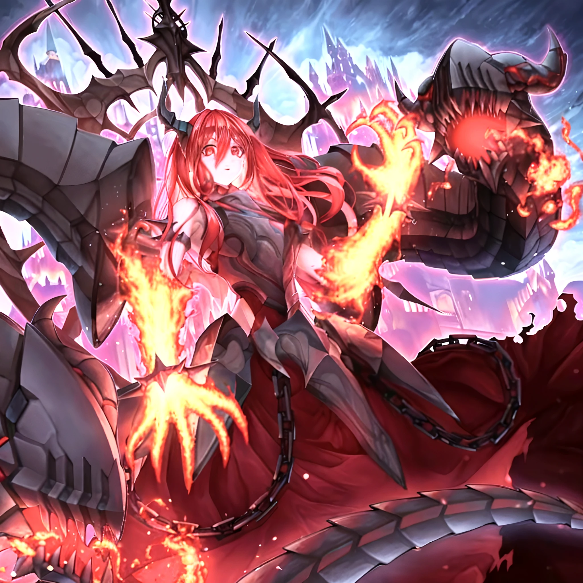 (Giant Elements、High resolution、High resolution、high quality、Accurate body structure、Detailed body)、(Horny devil woman stomps on car:1.6)