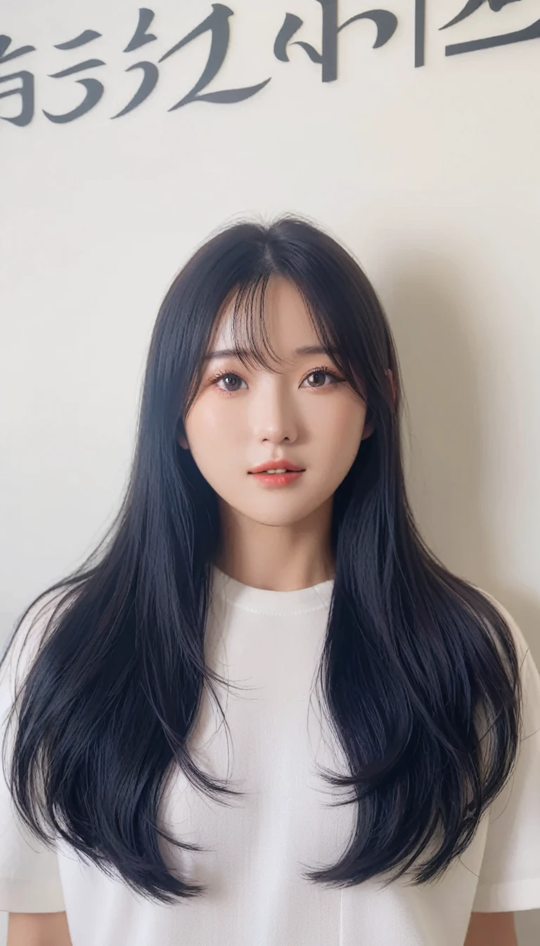 Best Quality, 8k, Masterpiece, (Portrait: 1.3), (photo realistic:1.4), (hyper realistic:1.4), Sharp Focus, looking at viewer, (smoother lighting:1.1), (increase cinematic lighting quality:0.9), realistic lighting, backlighting, light on face, ray trace, (brightening light:1.2), (Increase quality:1.4), sharp detail, (best quality real texture skin:1.4), finely detailed eyes, black_eyes, finely detailed face, 25 year old Korean woman