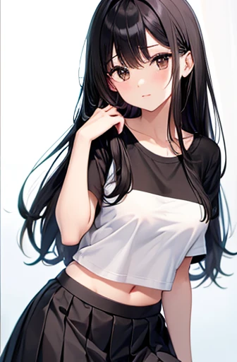 (A superb exquisite Chitanda Eru), (mature face), intricate details, (finely detailed beautiful eyes: 1.2), purple eyes, long black hair, natural straight hair, straight bangs, solo, [Small_breasts: large_breasts: 0.5], extremely delicate, peerless beautiful girl, dreamy quality, solid color, bright lips, slender waist, straight curves, soft lights and shadows, super fine, 8K HD, (masterpiece:1.4), (((soft lips,s)))