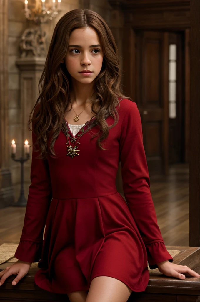 Hermione Granger wearing red dress