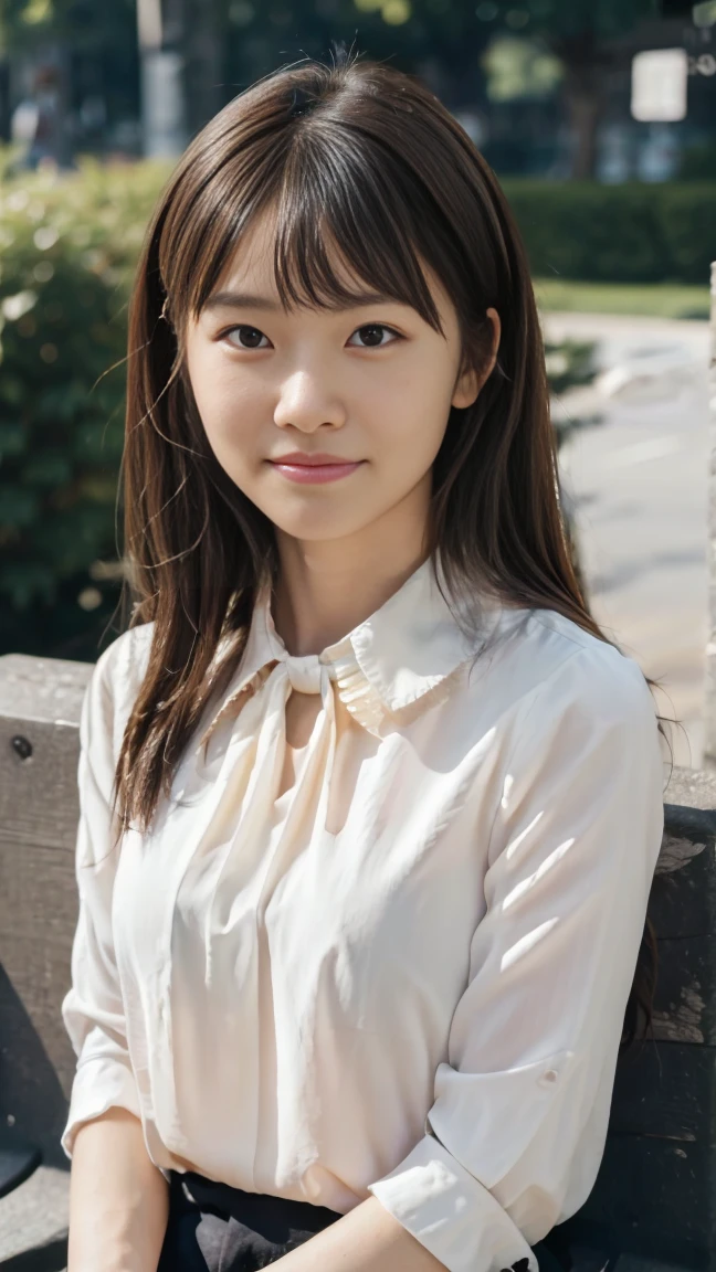 ((from below:1.5)), ((whole body:1.5)), (ultra detailed), (masterpiece), (best quality), Highest quality, Realistic, Surreal, Highest quality, Extremely detailed CG, Very delicate and beautiful, 8k wallpaper, High resolution, 1 Girl, 38歳の日本people女性, (small eyes:1.5), ((Two very small moles on my right cheek:1.5)), (Skin dents), Medium Chest, (Professional Lighting), (On University Campus), people々, Long Hair, (bangs:1.5), ((blouse:1.5)), (I wore it:0.8), Nice, bloom, Floating Hair, (Dynamic pose:0.6), BREAK 夜, bench, Sitting, Spread your legs, (Shy Smile:1.2), Thin lips, slim, (Highly detailed face), (Highly detailed facial expressions), (Face the front completely:1.5), ((Looking into the camera:1.5)), Slender body, Large file size,