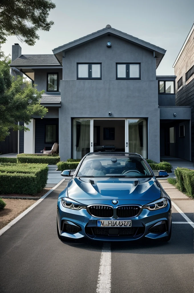 Wallpaper for mobile of bmw car with house in background 