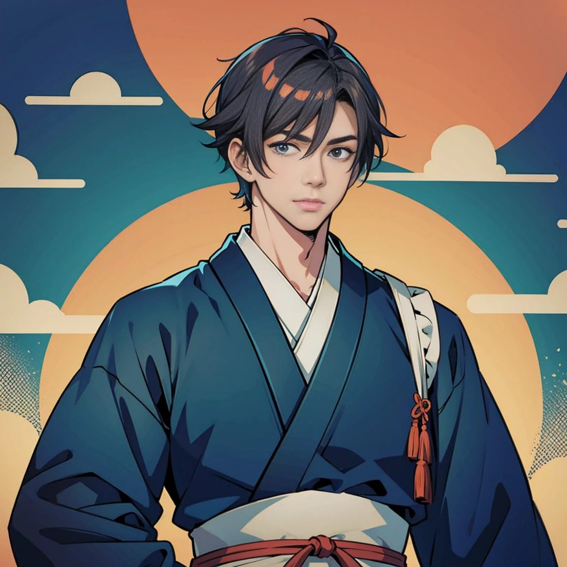 illustration style japanese handsome man male