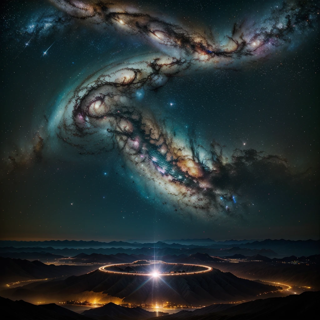 Greatest Quality, the best imagenary scene, Beautiful sky, twin whirlpool galaxy,milky way sky,dynamic star colour, glowing moon,fantasy flower,fantasy word,utopia sky,utopia world,heavenly sky,super epic sky, colourfull sky