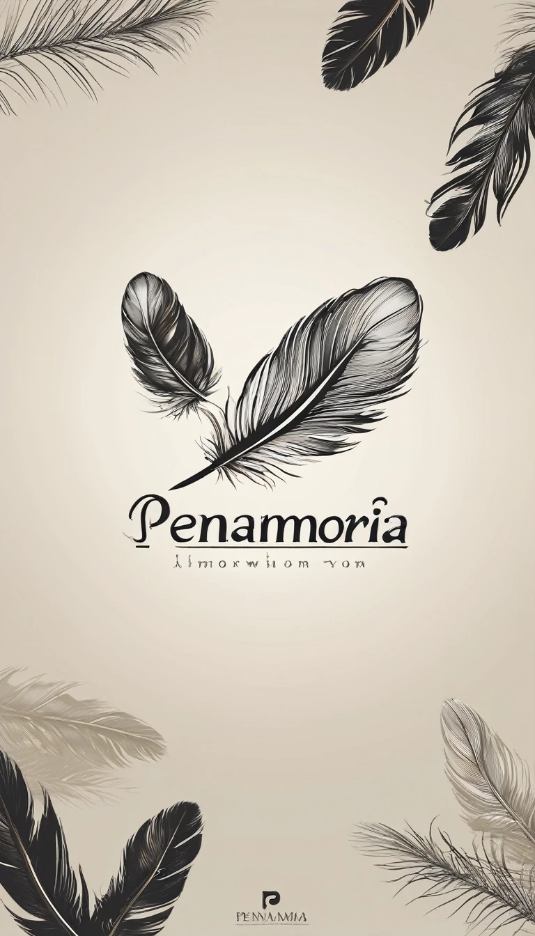 Create a minimal, modern, simple, inspirational, memorable, dream like logo design of a boy and a feather for the brand “Penamemoria".