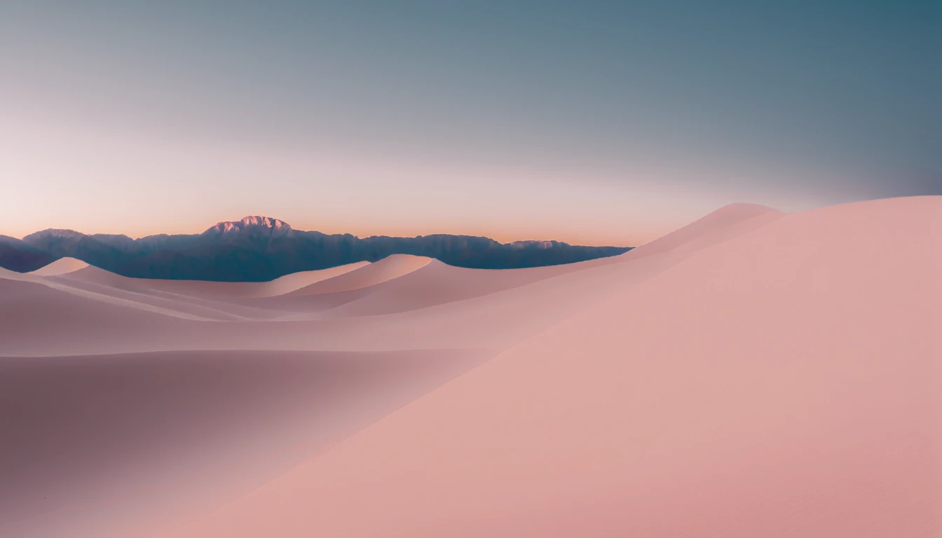 a minimalist landscape, blue mountains, light pink sky, creamy clouds, clean composition, impactful, layered mountain peaks, gold lines