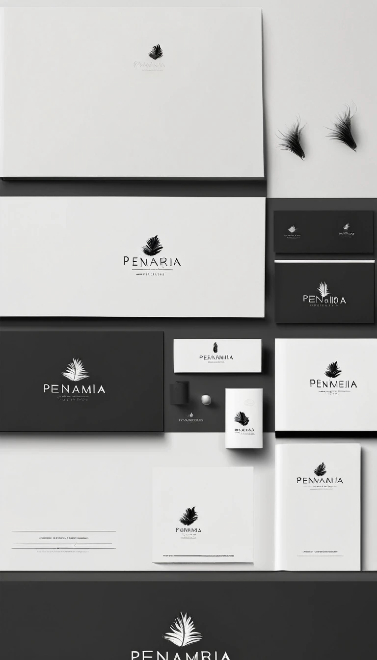 A minimal, modern, simple, cinematic logo design for the brand “Penamemoria". Create a modern, minimalistic, high-quality, logo of a boy-feather