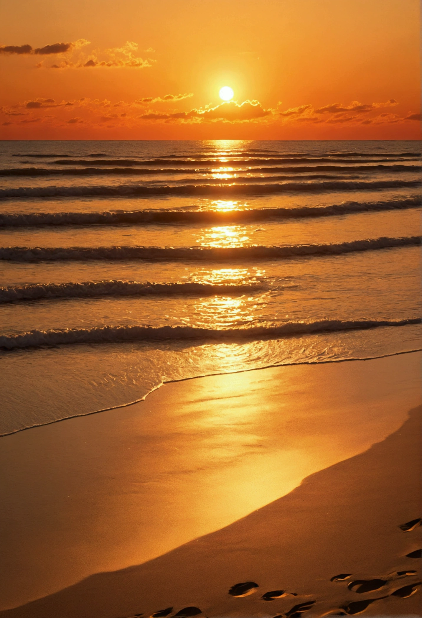 Ghibli Sunset on the beach horizontal line