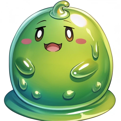 Isometric view, Dark fantasy anime style, stylized digital painting of mean chubby and fat slime - like creature, simple carby shape, white background