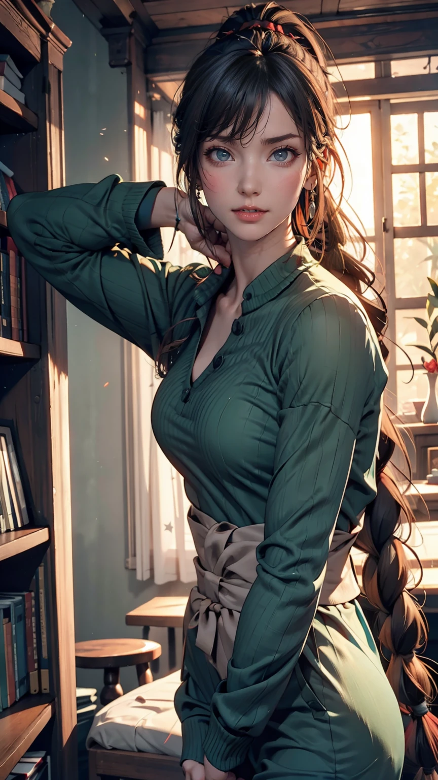 anime, High resolution, Woman close up ((Red braided low ponytail hair)) and (((the most beautiful Green eyes))) in (((Blue clothes))), (((determined)), 8k, Unreal EnGine 5, オクタンレンダリンG, Cute, GamanG, Yoon Gonji, G.To, Gosonjak, Schloop, Severe, Dorm, Noah, trendinG on pixiv, Fan Box, Sketch, masterpiece, Detailed face, smooth soft skin, biG dreamy eyes, beautiful intricate colored hair, Symmetric, anime wide eyes, soft liGhtinG, Concept Art, diGital paintinG, 