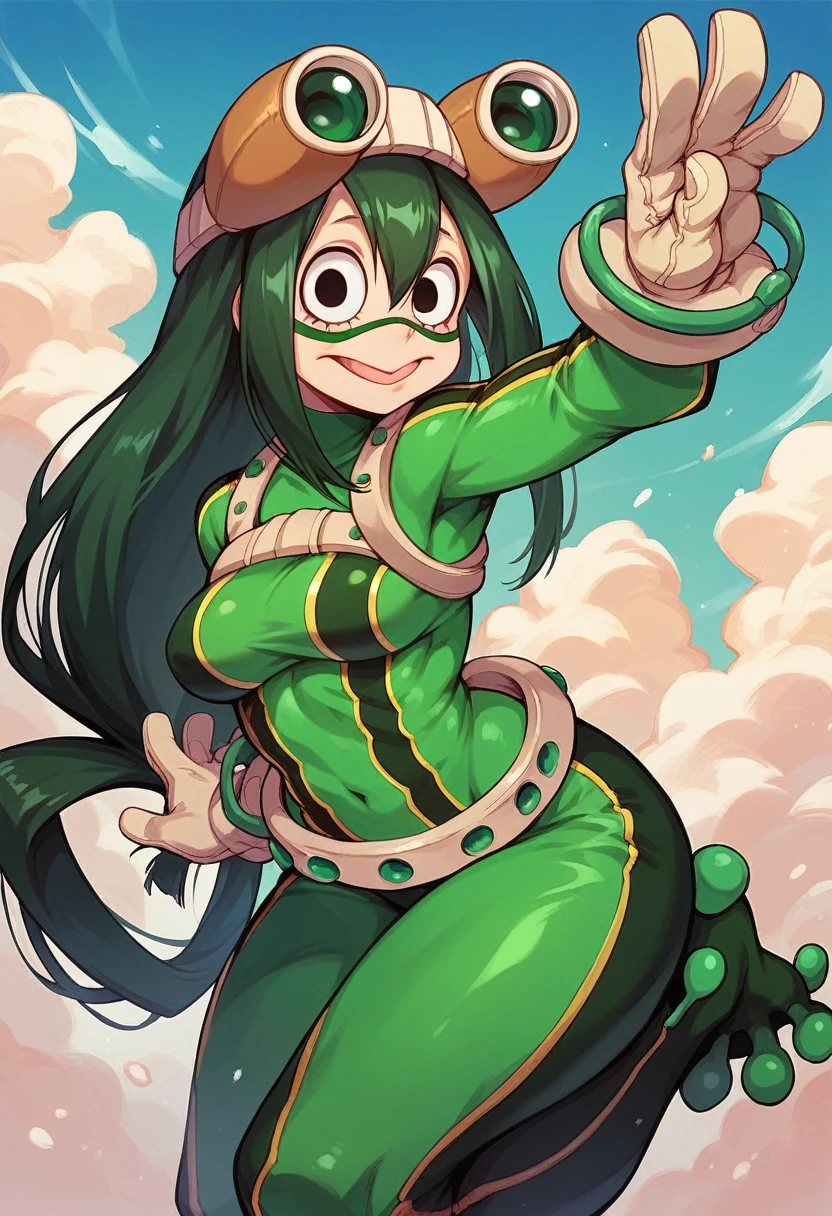 Beru Asui de My Hero Academia, Tsuyu Asui's mom, My hero in Acedemia style., Wide hips, long tongue, Open mouth