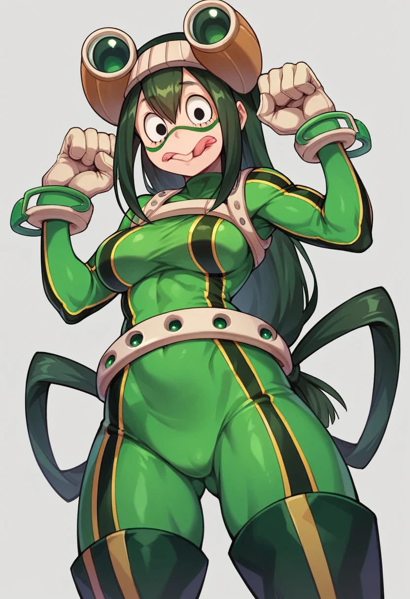 Beru Asui de My Hero Academia, Tsuyu Asui's mom, My hero in Acedemia style., Wide hips, long tongue, Open mouth