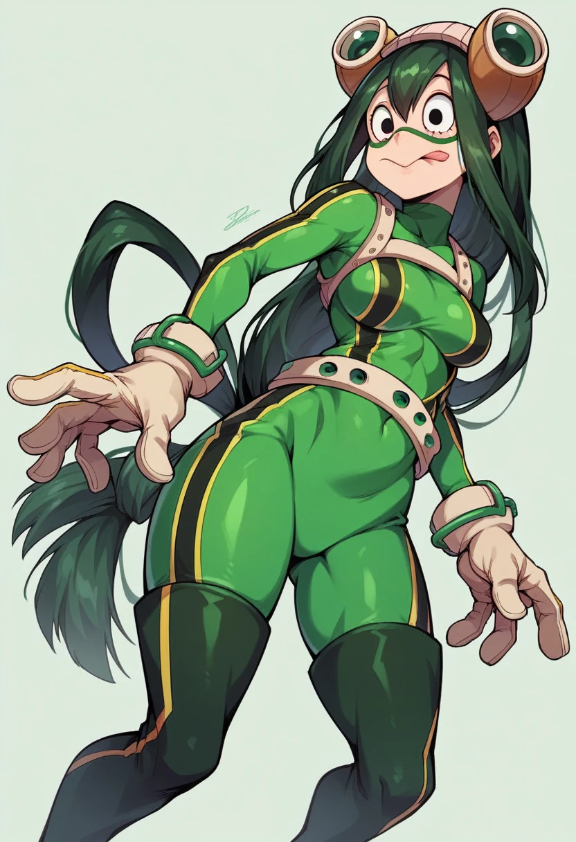 Beru Asui de My Hero Academia, Tsuyu Asui&#39;s mom, My hero in Acedemia style., Wide hips, long tongue, Open mouth