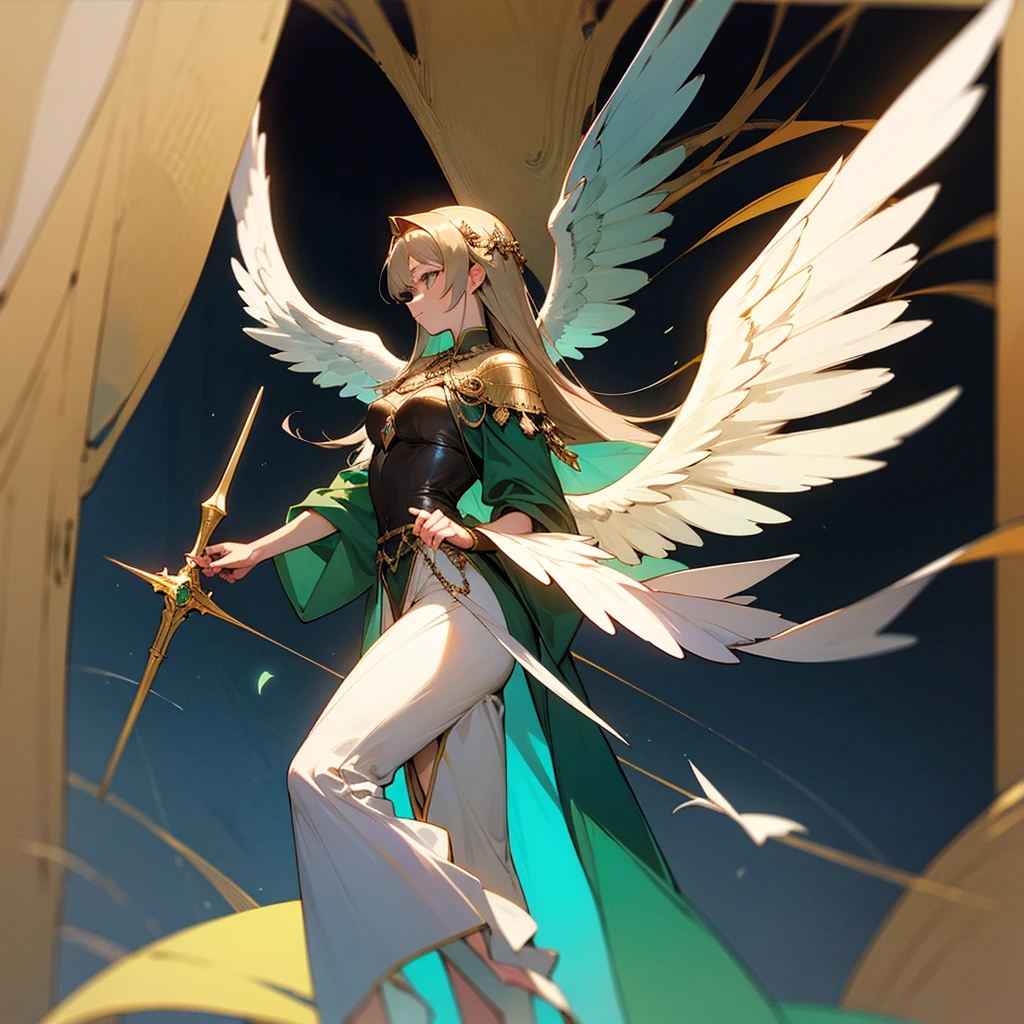 high resolution、The Archangel motif、A dignified, elegant and refined adult woman。Angel of Nature。
Long hair、Large angel wings growing、Blue and green image。
Standing、Hall々It is said that。
like medieval europe、Fantasy、美Shii、god々Shii。She was wearing a shiny round necklace on her chest.、Has a sword。