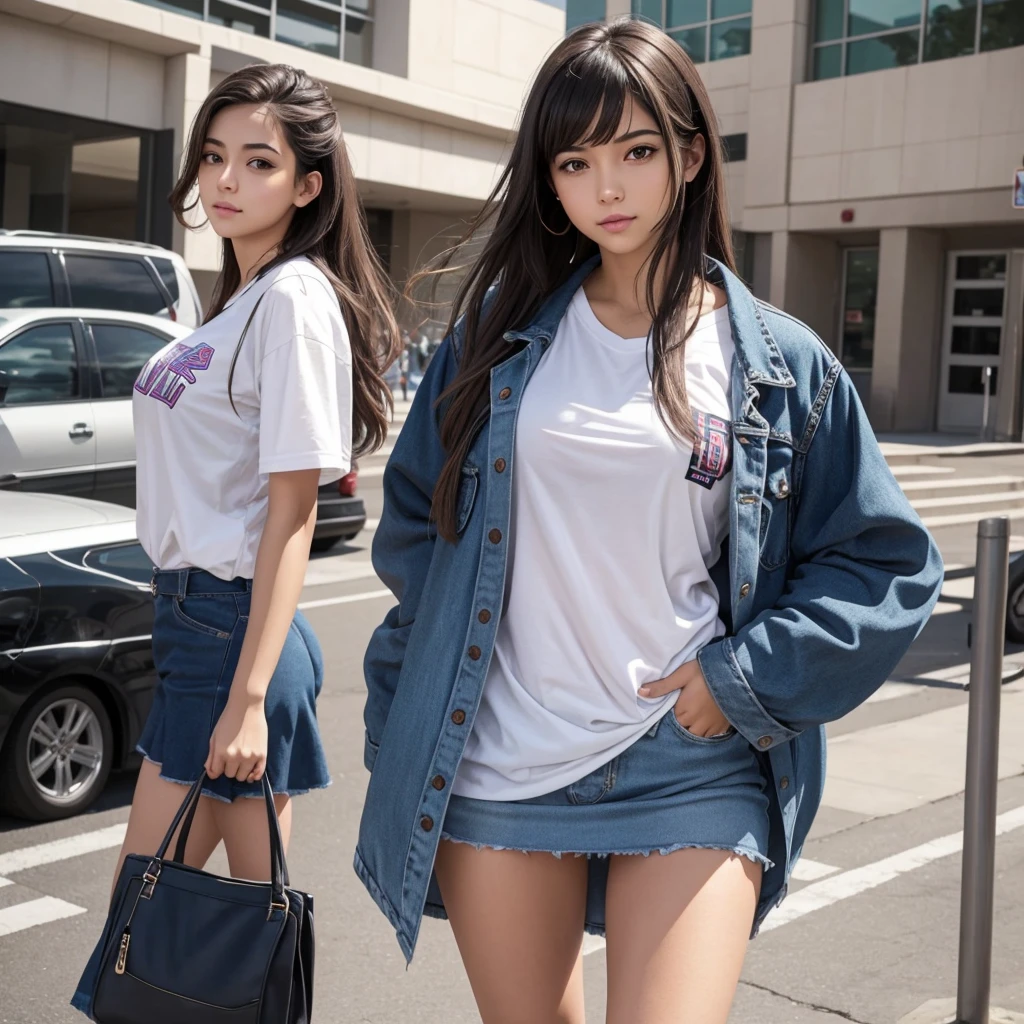 Create a woman who wears high school clothes and shows her vagina, but her vagina is mandatory.