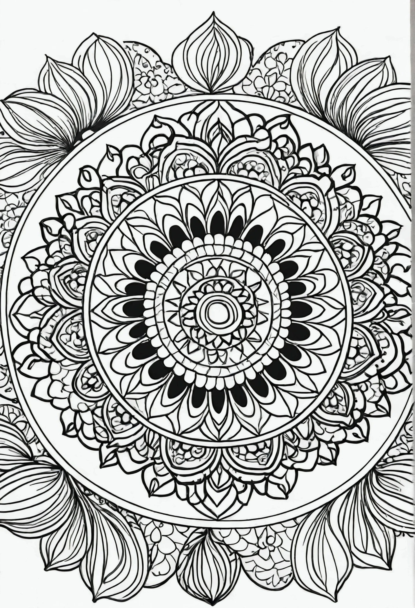 line art for colouring book mandala the,e