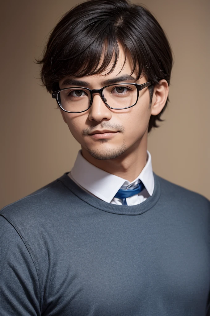 eye-catching background , man with glasses without identification.