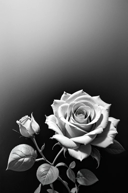 image of roses to painting, no color, black and white, no background, background white, image of roses no color to painting