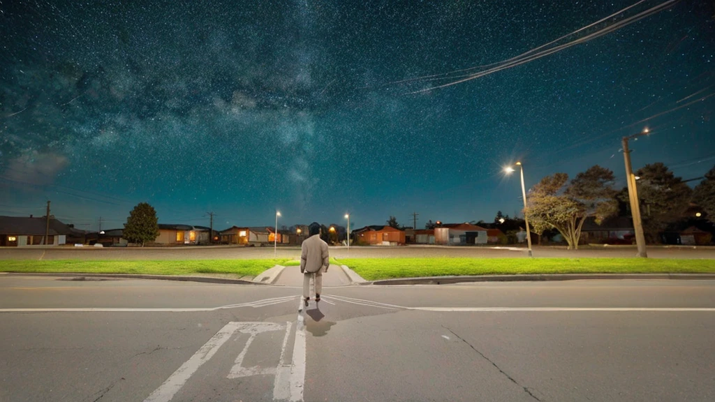 big, Mysterious star floating in the night sky、beautiful、Countless tiny starry roads