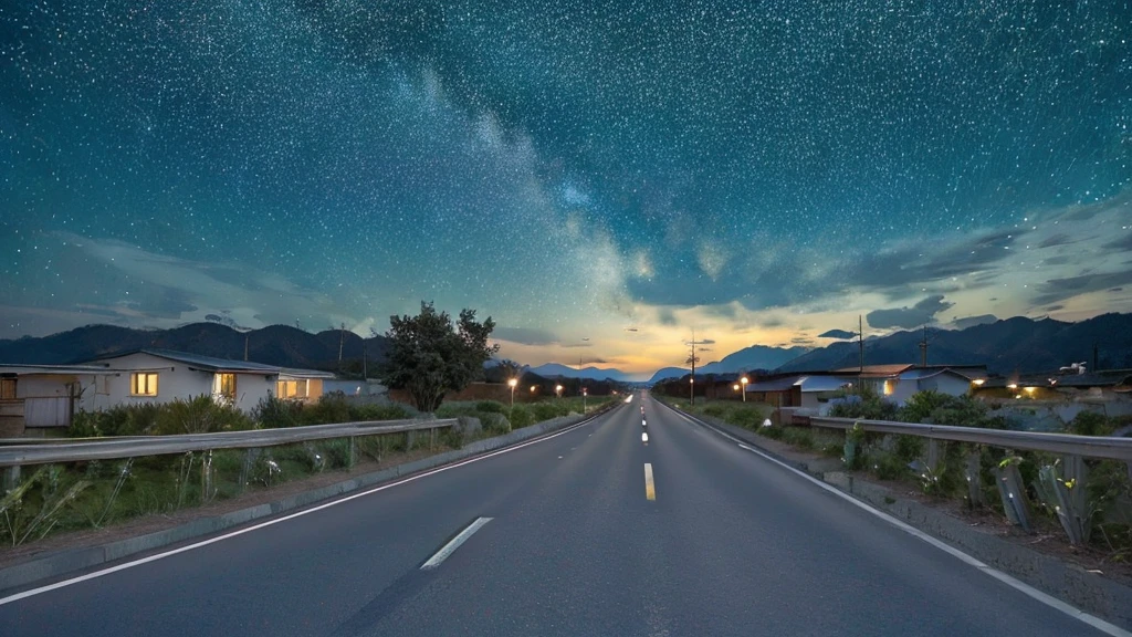 big, Mysterious star floating in the night sky、beautiful、Countless tiny starry roads