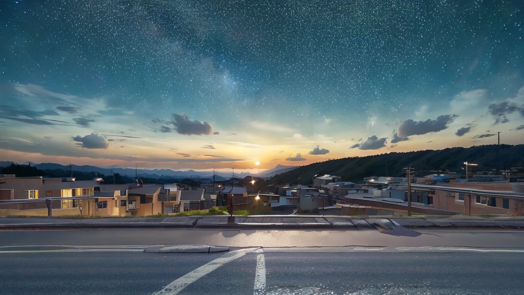 big, Mysterious star floating in the night sky、beautiful、Countless tiny starry roads