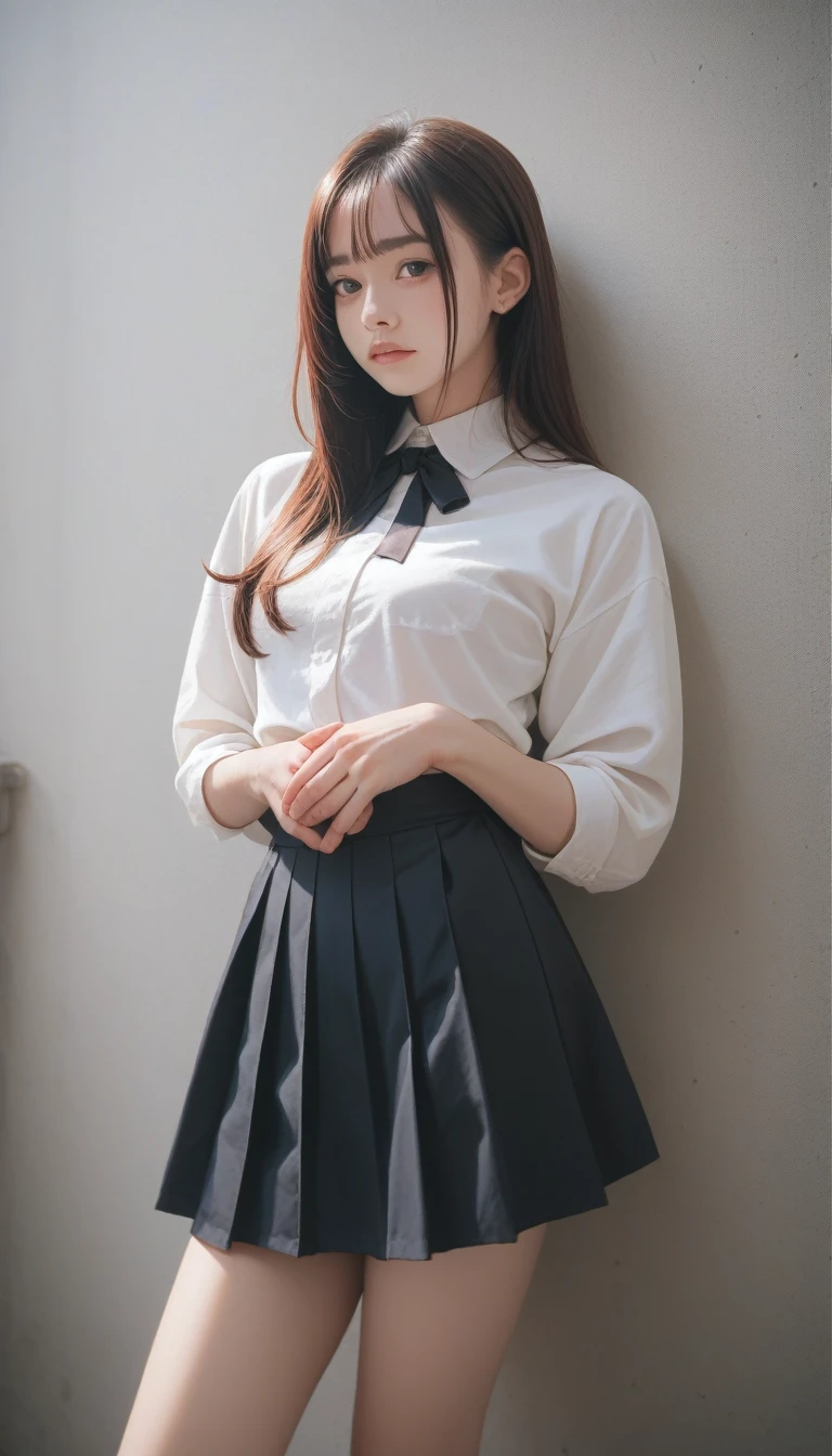 score_9_up, score_8_up, score_7_up, score_6_up,masterpiece, high resolution, high quality, Extremely detailed, Red mini skirt, Black Ribbon, White shirt,