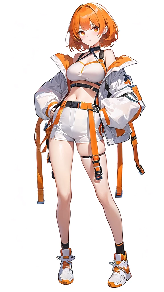 Anime girl with orange hair and white clothes holding a backpack, From the Azur Lane video game, Azur Lane Style, Azur Lane Characters, Kschaert Krentz Key Art Feminine, from Girls&#39; Frontline, Kantai Collection Style, Official character art, ( ( Character Concept Art ) ), Fine details. Girls&#39; Frontline, Kashert Kenz, Girls&#39; Frontline style