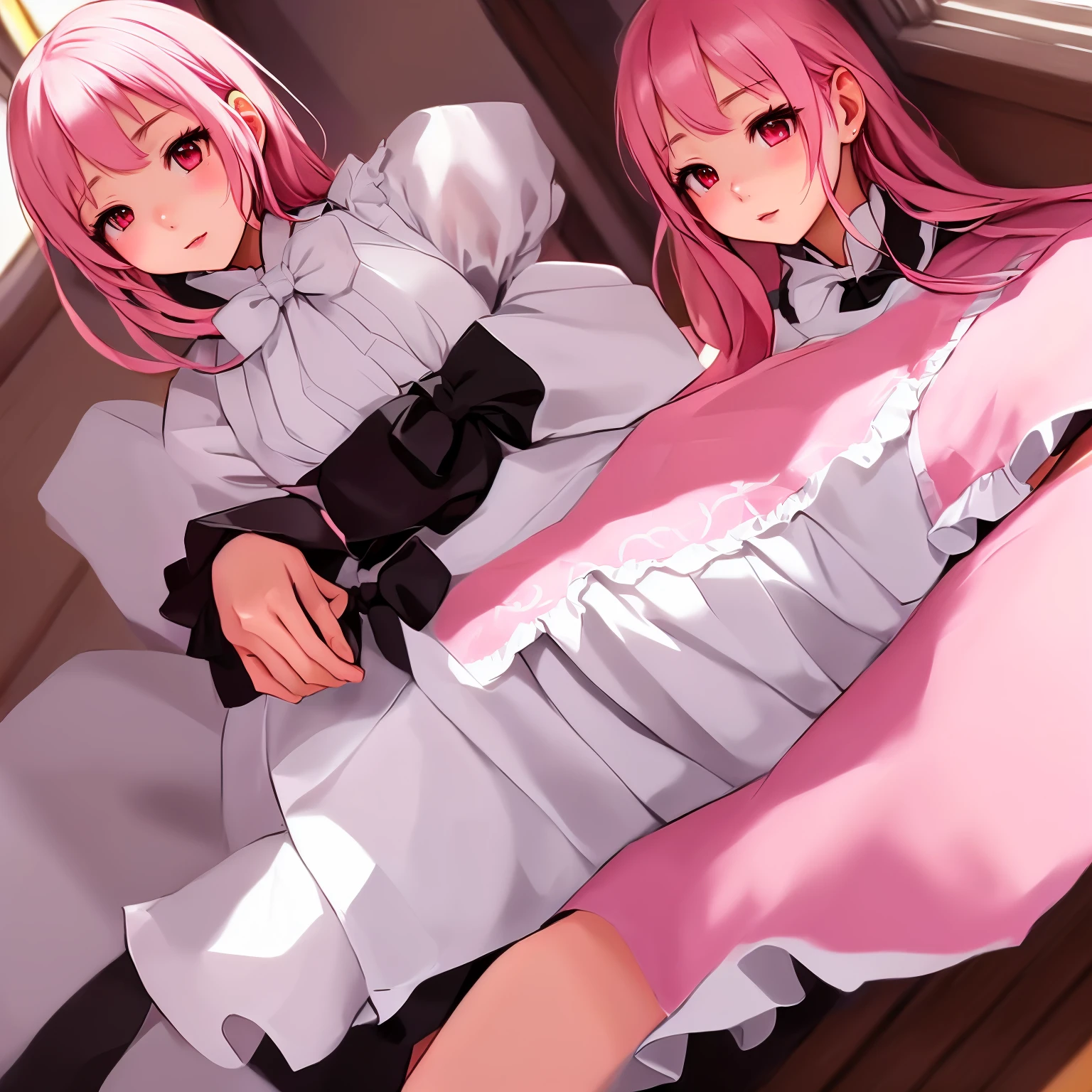 Anime girl with pink hair and white dress sitting on a window sill, Maid clothesを着たアニメの女の子, Best anime 4k konachan wallpaper, Gorgeous maid, Maid clothes, Cute anime waifu in a nice dress, Nightcore, Maid clothes, Ultra HD Anime Wallpaper, Cute girl anime visuals, 4K Manga Wallpapers, Maid clothesを着たアニメの猫娘
