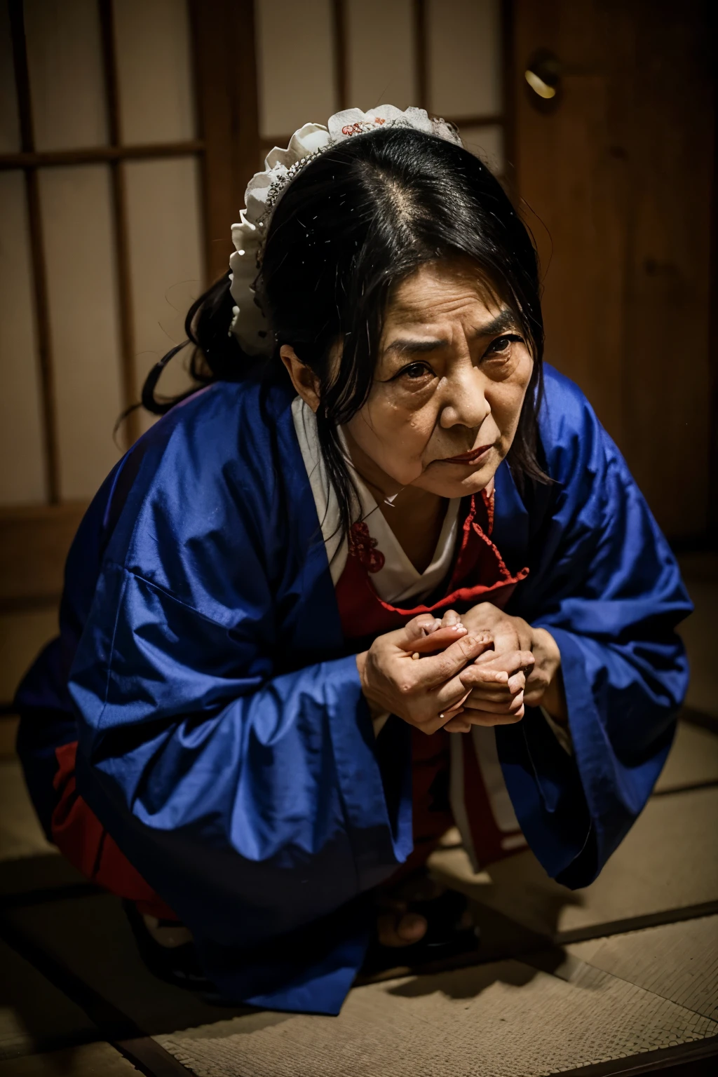 An evil and scary Japanese old woman 