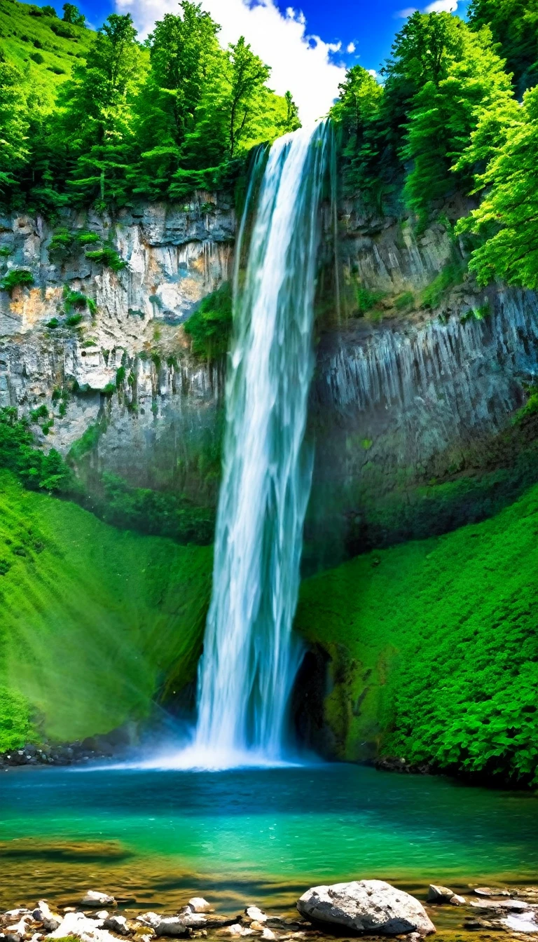 Beautiful mountain waterfall