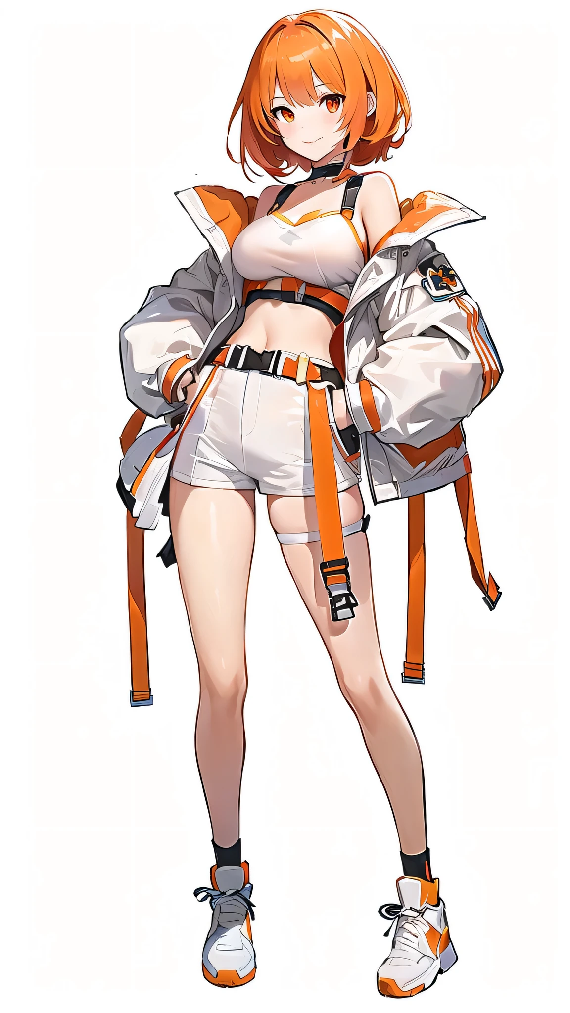 Anime girl with orange hair and white clothes holding a backpack, smile,From the Azur Lane video game, Azur Lane Style, Azur Lane Characters, Kschaert Krentz Key Art Feminine, from Girls&#39; Frontline, Kantai Collection Style, Official character art, ( ( Character Concept Art ) ), Fine details. Girls&#39; Frontline, Kashert Kenz, Girls&#39; Frontline style