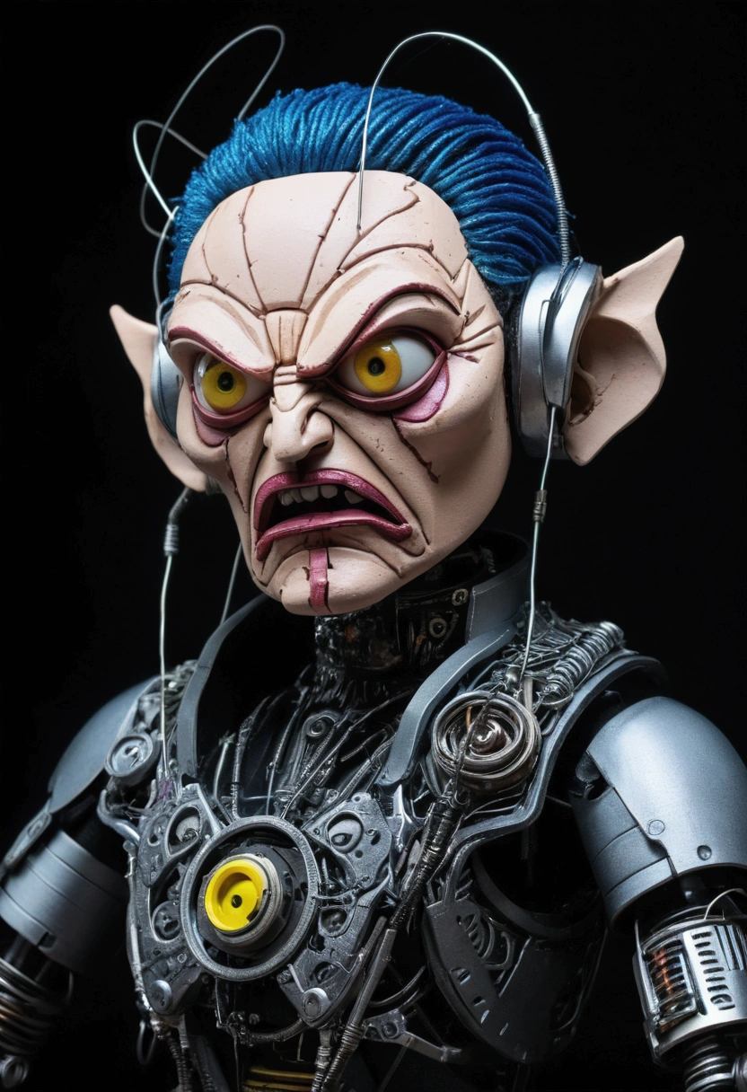 Angry cyberpunk puppet