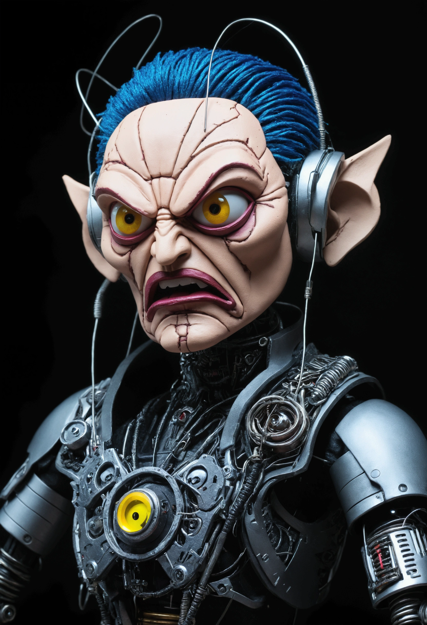 Angry cyberpunk puppet