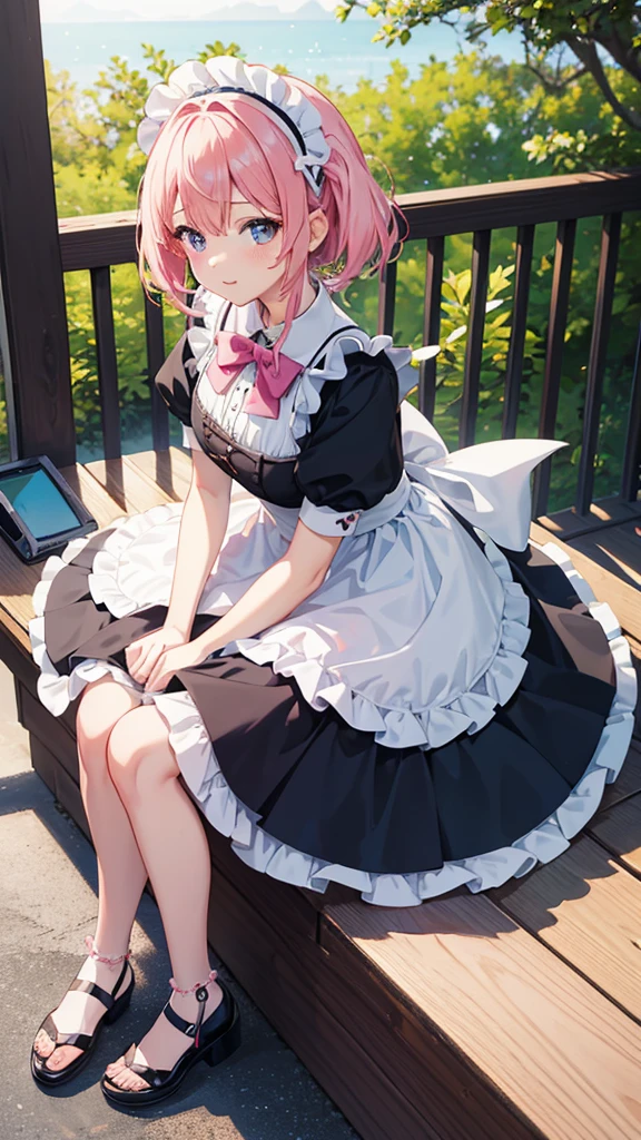 Anime girl with pink hair and white dress sitting on a window sill, Maid clothesを着たアニメの女の子, Best anime 4k konachan wallpaper, Gorgeous maid, Maid clothes, Cute anime waifu in a nice dress, Nightcore, Maid clothes, Ultra HD Anime Wallpaper, Cute girl anime visuals, 4K Manga Wallpapers, Maid clothesを着たアニメの猫娘