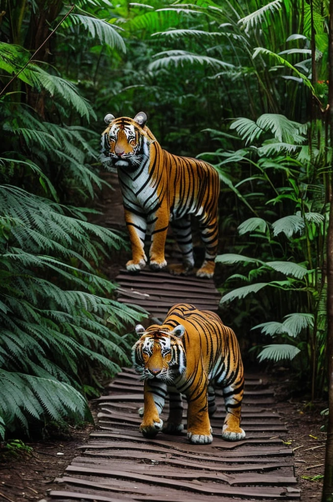 The striped tiger missed the verse. Walking in the middle of the rainforest is very scary.