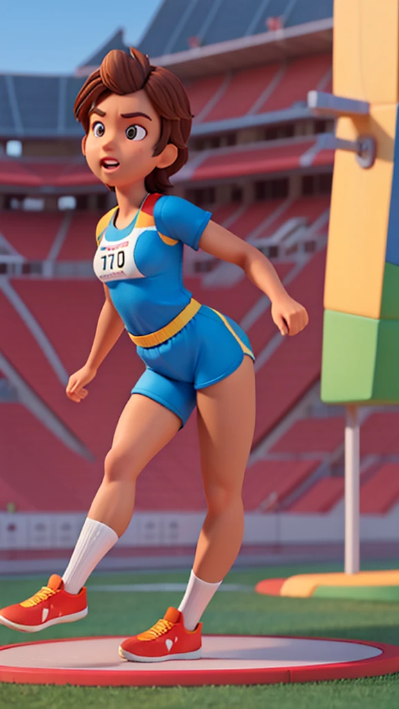 Olympic Games, track and field athlete, Front view side view, Running athlete, Pixar, blind box toy style, UHD, masterpiece, accurate, high details, textured skin, best quality, highres, 4K