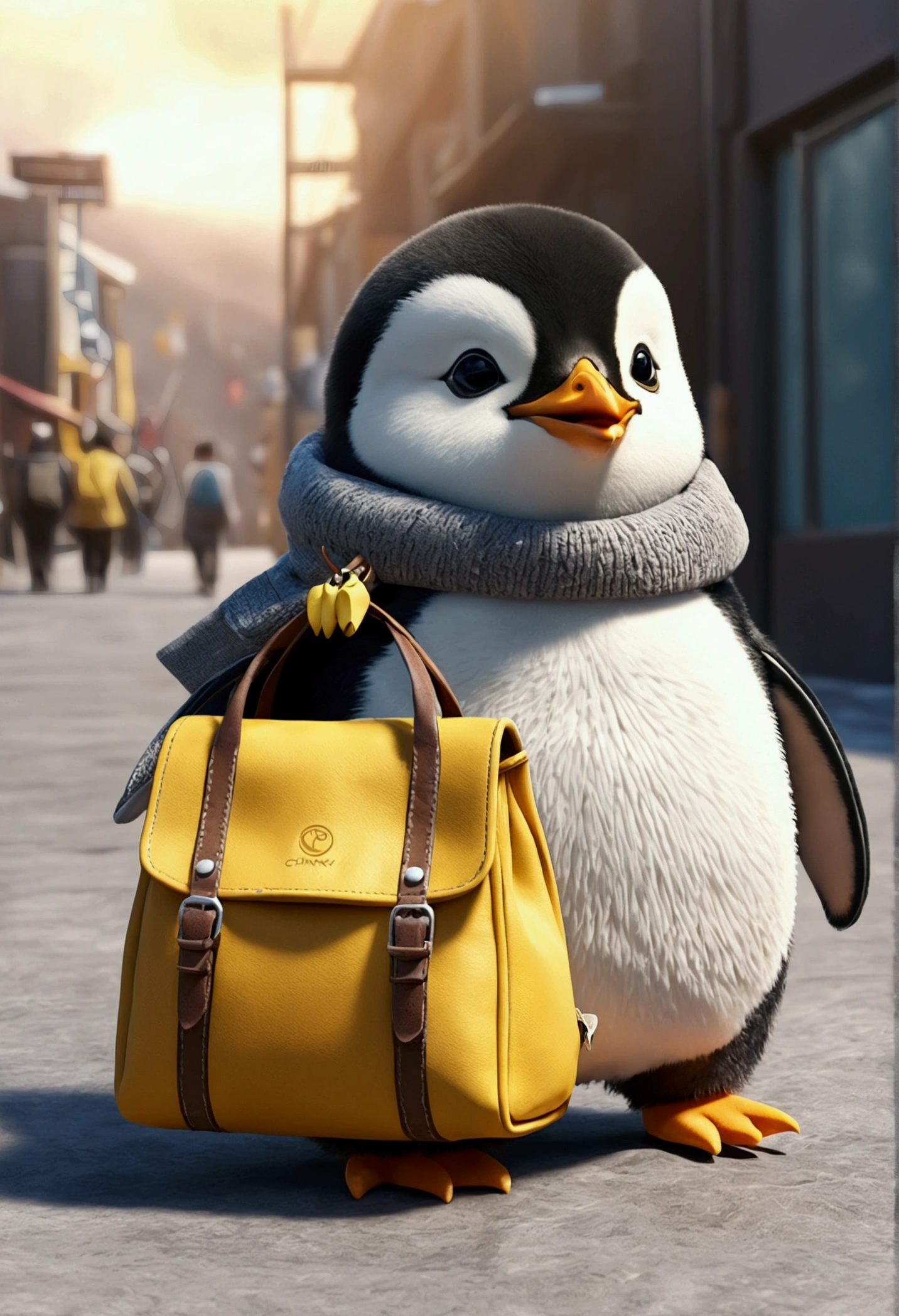 photoRealstic、Drawing of a cute ((chonky penguin 🐧))and a cute pikachu going for adventure, cute look, a ((small bag pack)) in the back of penguin, hd ,soft contrast, ((fluffy penguin 🐧)), adorable