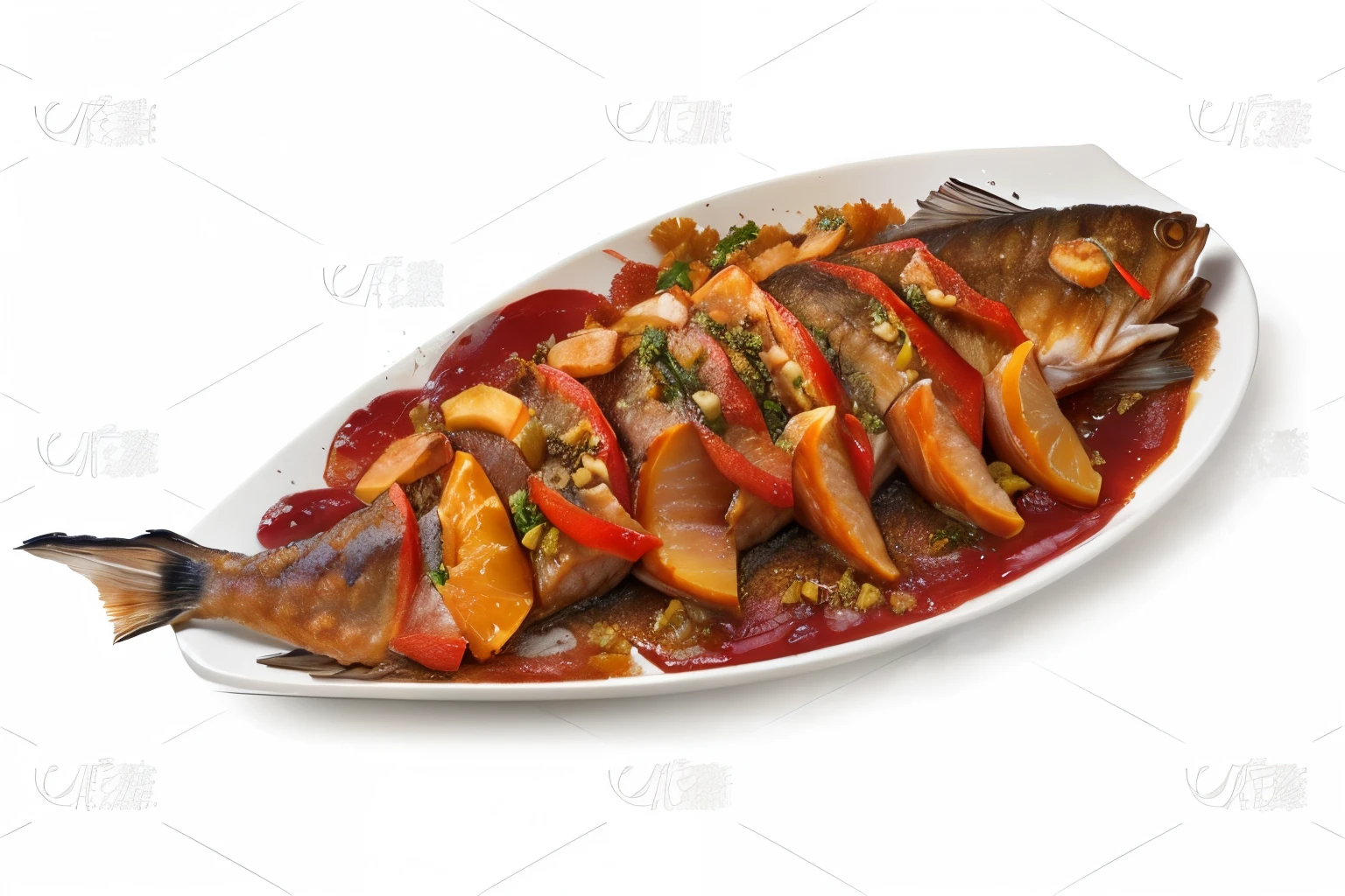 High quality fried fish, plate, 