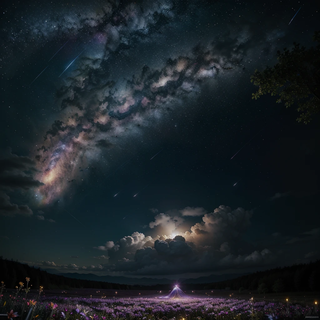 Greatest Quality, the best imagenary scene, Beautiful sky,beautiful nebula,best epic galaxy, imagenery sky,dynamic star colourfull,fantasy flower,fantasy word,utopia sky,utopia world,heavenly sky,super epic sky, colourfull sky,moonlight,dramatic scene,flower area,interstellar dimension,high definition art,the greatest Quality art,powerfull art,top special art,professional art,beautiful forest,fireflies,natural flora,glowing light flower, best lanscape,epic wallpaper,tranquil night