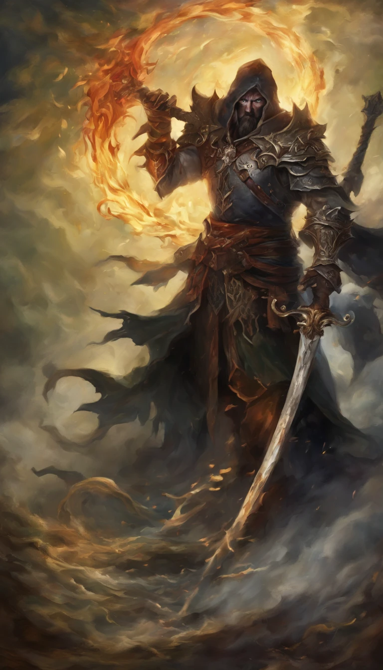 Death Knight, ispirato a World of Warcraft, illustrazione di concept art a corpo intero del Death Knight. Lo sfondo è vuoto. Cavaliere scheletro che tiene la spada nel castello, simbolismo, anime retrò, strutturato (migliore qualità, estremamente dettagliato, reale: 1,37), colori vivaci, illuminazione drammatica, atmosfera malinconica, imponente architettura gotica, avvolta nella nebbia, intagli intricati, muri di pietra stagionati, aura di mistero, sguardi intensi, scene di battaglia epiche, rune mistiche, occhi luminosi, ombre inquietanti, luce eterea, arazzi antichi, simboli misteriosi, oscurità e il cielo terrificante, la prospettiva drammatica, i gesti eroici, la composizione cinematografica, il movimento dinamico, le spade lampeggianti, i temporali, la bellezza inquietante, l'atmosfera incantevole, gli elementi surreali, le creature misteriose, gli esseri ultraterreni.