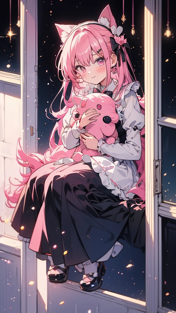 Anime girl with pink hair and white dress sitting on a window sill, Maid clothesを着たアニメの女の子, Best anime 4k konachan wallpaper, Gorgeous maid, Maid clothes, Cute anime waifu in a nice dress, Nightcore, Maid clothes, Ultra HD Anime Wallpaper, Cute girl anime visuals, 4K Manga Wallpapers, Maid clothesを着たアニメの猫娘
