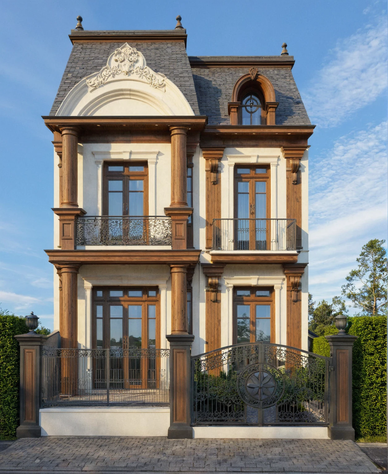 photo brute,head of'artwork, high quality, best quality, Authentique, Great detail,
Outside, En plein air, style de maison moderne dans la rue, glass windows, grille, wooden ceiling,
road,pavement, trees, sky, nuvens, (day light:1.1)