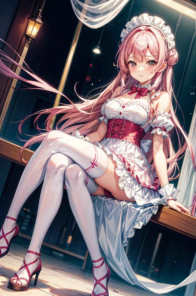 Anime girl with pink hair and white dress sitting on a window sill, Maid clothesを着たアニメの女の子, Best anime 4k konachan wallpaper, Gorgeous maid, Maid clothes, Cute anime waifu in a nice dress, Nightcore, Maid clothes, Ultra HD Anime Wallpaper, Cute girl anime visuals, 4K Manga Wallpapers, Maid clothesを着たアニメの猫娘