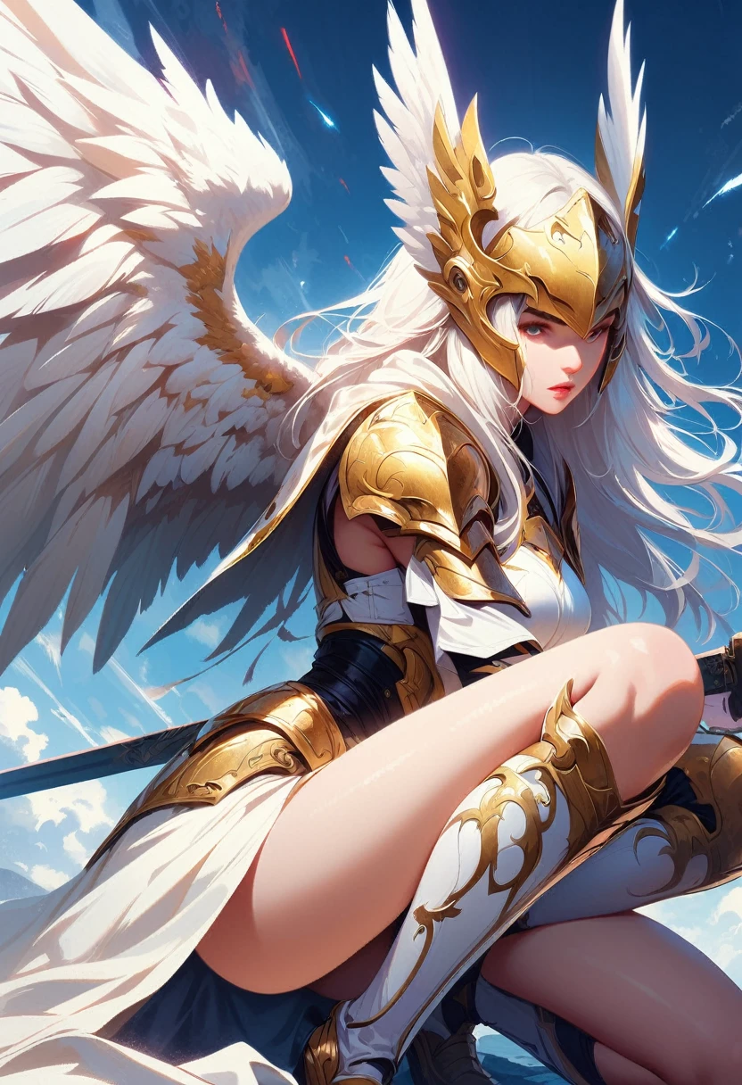 1girl, angel, valkyrie, golden_armor, extremely_detailed_beautiful_eyes, extremely_detailed_beautiful_face, perfect_proportions, detailed_delicate_facial_features, photorealistic, intricate_detailed_armor, dynamic_elegant_pose, glowing_golden_energy_aura, cinematic_dramatic_lighting, volumetric_fog, hyper-detailed, award_winning_cg_art, masterpiece