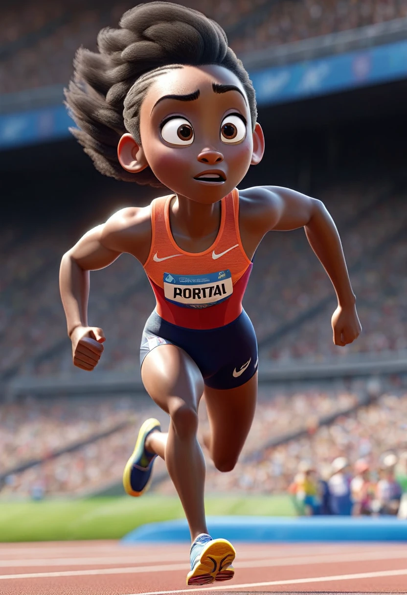 Olympic Games, track and field athlete, Front view side view, Running athlete, Pixar, UHD, masterpiece, accurate, high details, textured skin, best quality, highres, 4K