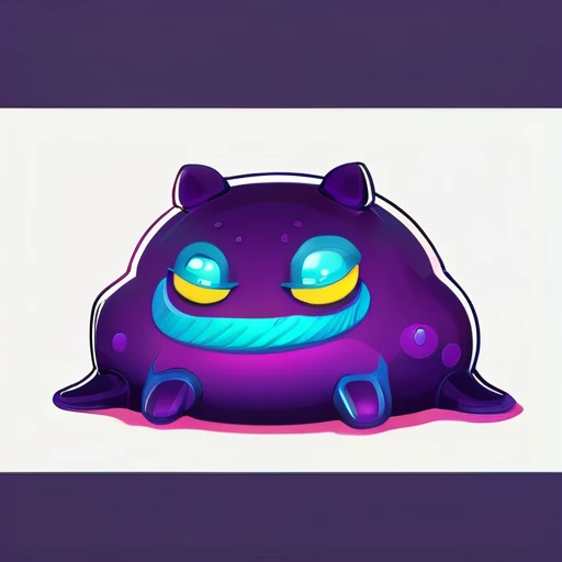 Isometric view, Dark fantasy style, digital illustration of mean chubby and fat slime - like creature, simple carby shape, white background
