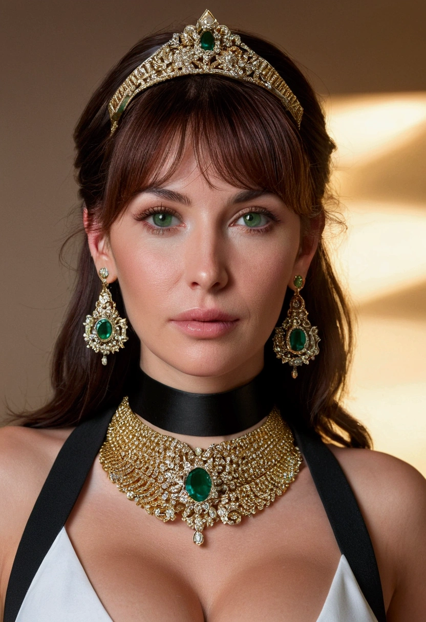 (Hilda), stern, (milf), 1 girl, ((40 year old)), (gigantic breastss), jewerly, hoop earings, hair green, swept bangs, greeneyes, (work of art:1.2, best qualityer:1.2, comely, high qualiy, high resolution:1.1, aesthetics), detailded, extremely detailded, soft ambient lighting, 4K, perfect lighting, face perfect, detailded face, perfects eyes, full body shot shot, (uniforme de estudante:1.2, seraphim, choker),