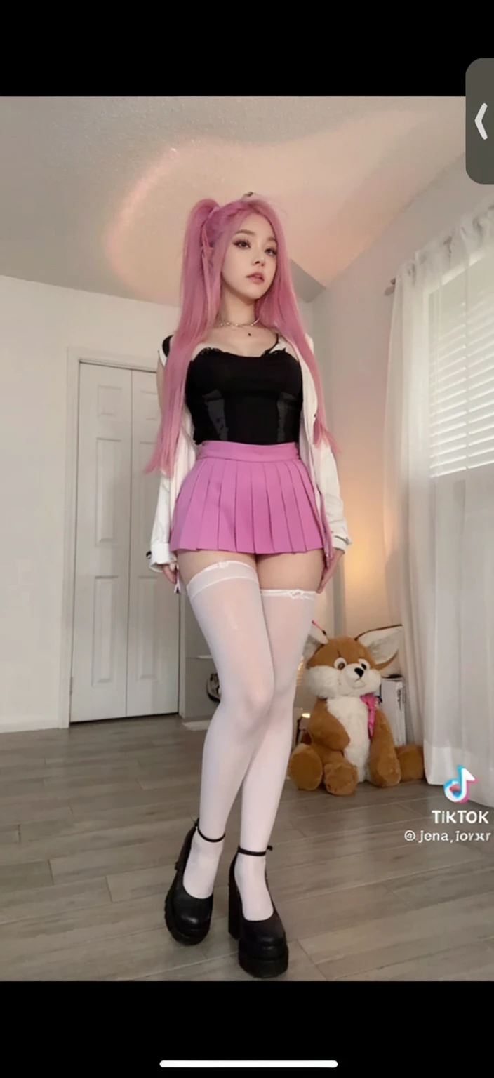 Leave it as it is, enhance it, pretty face, cute face, pink hair, dark pink hair
